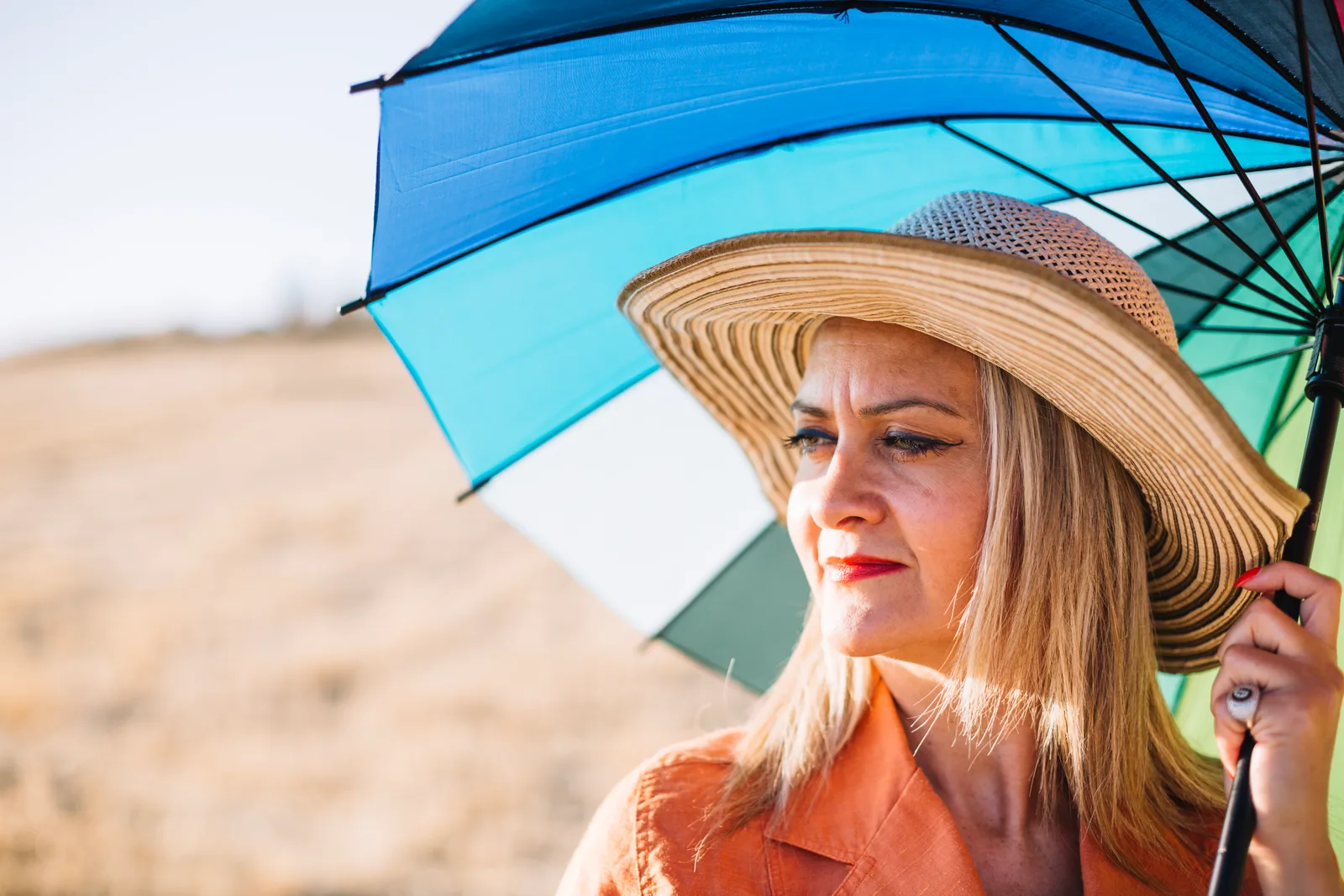 Preventing sunburn by using an umbrella
